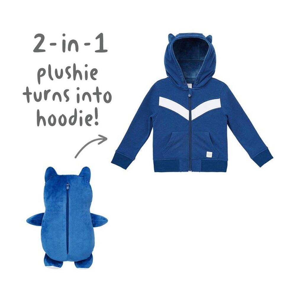 💰Cubcoats Rekka the Raccoon 2 In 1 Zip-Up Hoodie Blue & White Size 4-5 Plushie